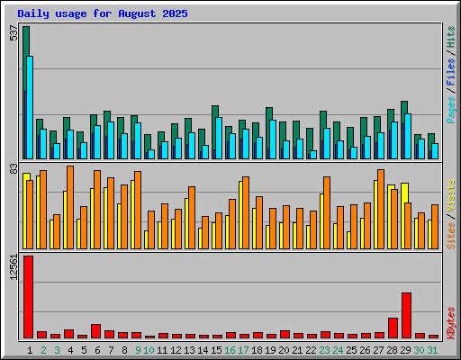 Daily usage for August 2025